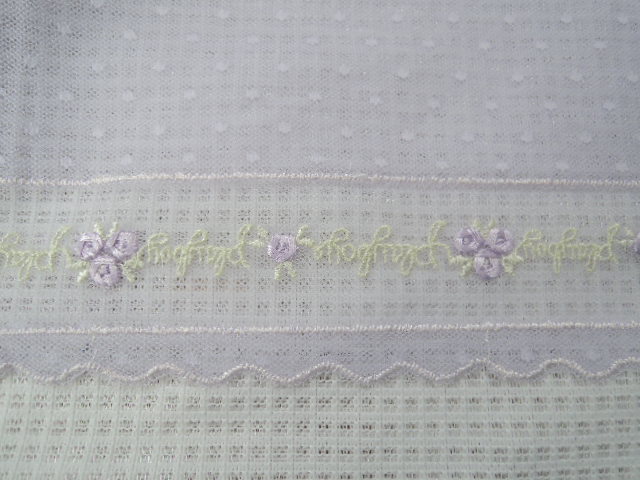 画像: TL40*薄紫チュールお花のエンブロイダリーレース＊巾19cm 